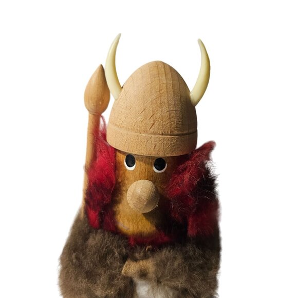 Hans Bolling Viking Danish Modern Teak Wood Figure Shield Spear Fur - Picture 6 of 8